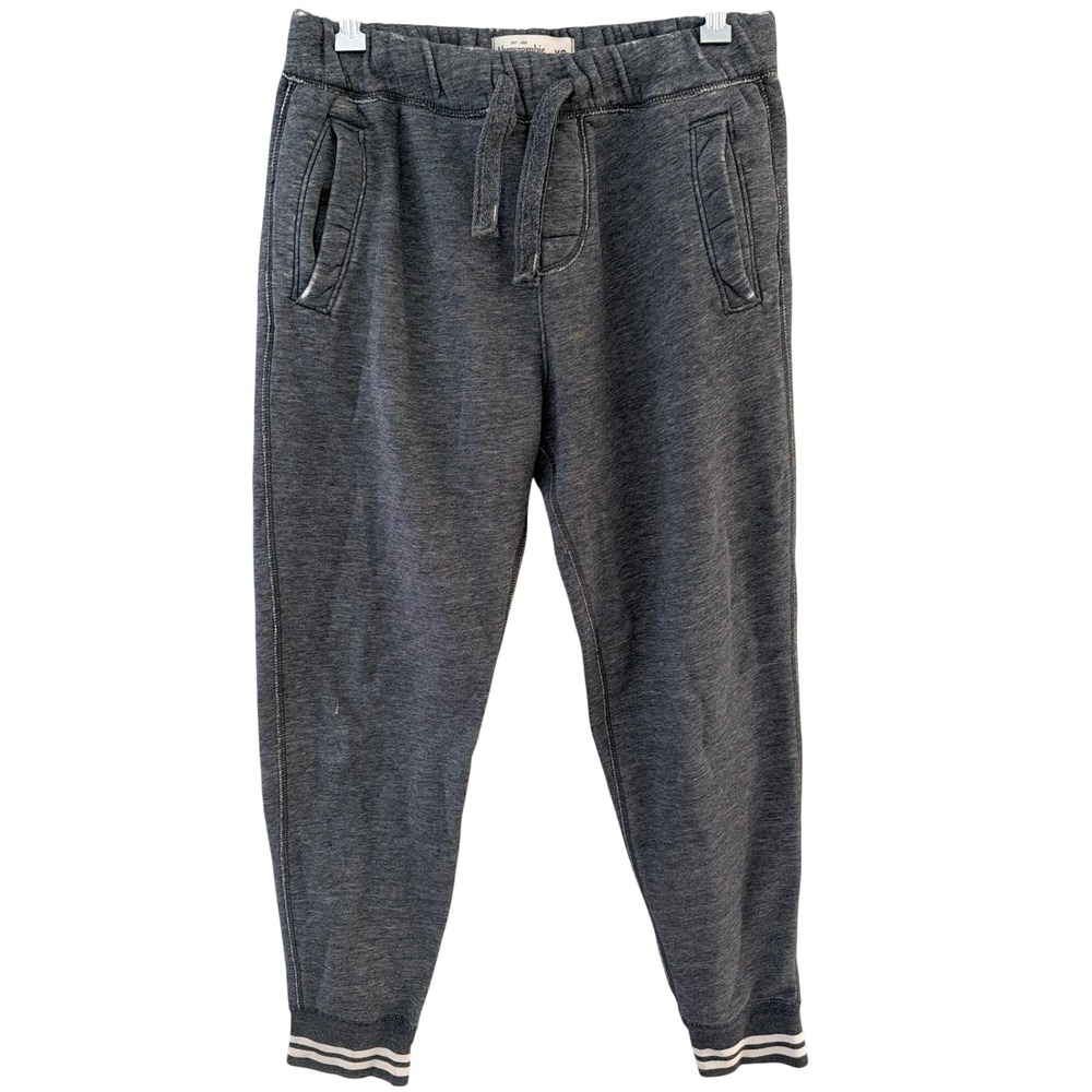 Abercrombie & Fitch Mens XS Charcoal Grey Heather Striped Cuff Joggers Sweats